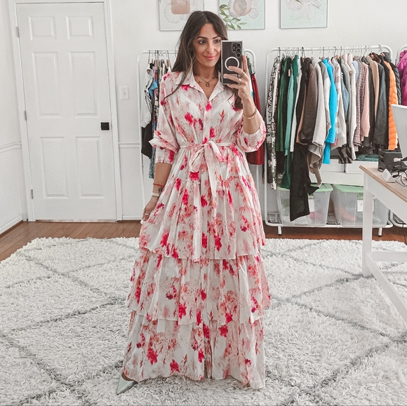 Misa Los Angeles Abigail floral tiered long sleeve maxi dress nwt size S - Picture 5 of 15